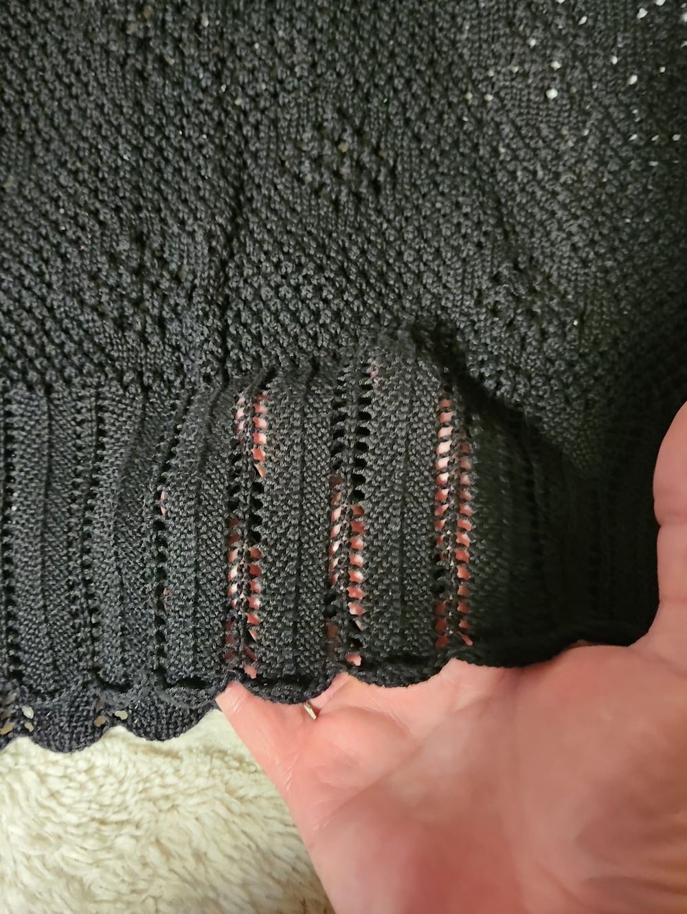 Rafaella Crochet Open Knit  Sweater Top Womens Sz M Black Beach Swim Cover Up - Picture 8 of 10